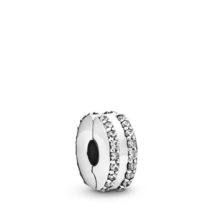 Clip Pandora 798422C01 Plata primera ley Mujer Doble Línea en Pavé - 1