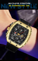 Reloj De Pulsera Militar VA VA VOOM Para Hombre Con Dial De 47 Mm Resistente Al Agua Y Shock Con Correa De Silicona Multifuncional Moda Deportiva - details 2