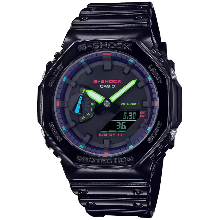 Reloj de pulsera CASIO G-Shock - GA-2100RGB-1AER correa color: Negro Dial Negro Hombre - 1