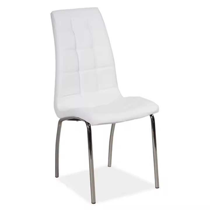 Silla AROA, cromada, similpiel blanca - 1