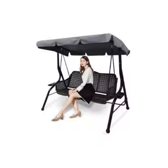 CA Toldo de repuesto universal para columpio de jardín de 3 plazas (tamaño grande, gris claro, L) - 1
