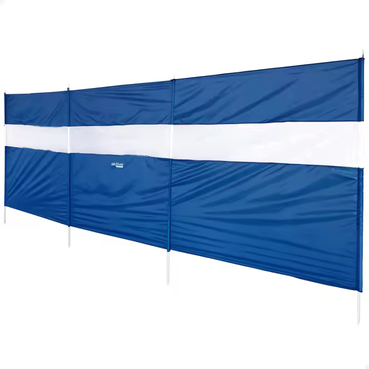 Aktive - Paravientos playa, 440x130 cm, color azul, ventana panorámica PVC, tejido poliéster, estructura acero, incluye 4 piquetas y varillas, funda de transporte con asa, cortavientos para la playa plegable - 1