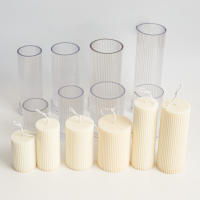 Molde De Vela Geométrico Y Rayado Fácil Desmoldado DIY Cilíndrico Con Tapa Plana De Acrílico Para Fabricación De Velas Suministros De Arte Decoración Del Hogar - details 2