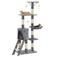 vidaXL Rascador para Gatos Poste Sisal 138 cm Árbol Arañar Juguete Color Azul oscuro,  Beige,  Gris y mas - details 4