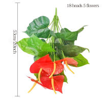 1PC Flores Artificiales De Palma Roja Texturizada Decoración Para Sala De Estar Y Mesas Plantas Verdes Y Rojas De Resina Para Fiesta - details 10