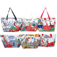 Bolso de playa plegable grande con cremallera - Bolso de hombro ligero y duradero con monedero incluido, ideal para compras, camping y viajes, diseño de hojas tropicales impreso, múltiples colores disponibles - details 4