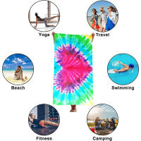 Nueva toalla de playa con estampado tie-dye, toalla de baño absorbente para vacaciones en la playa. - details 2