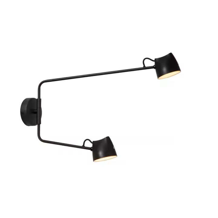 Lucide MILNE - Lámpara de pared - LED Regul. - 2x8W 2700K - Negro - 1