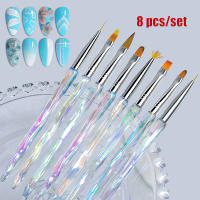 Misscheering 8pcs/set Aurora Rotuladores De Acrílico Para Dibujar En Uñas Con Pincel Suave Y Delgado Para Diseño De Uñas Gel De Gradiente DIY - details 8