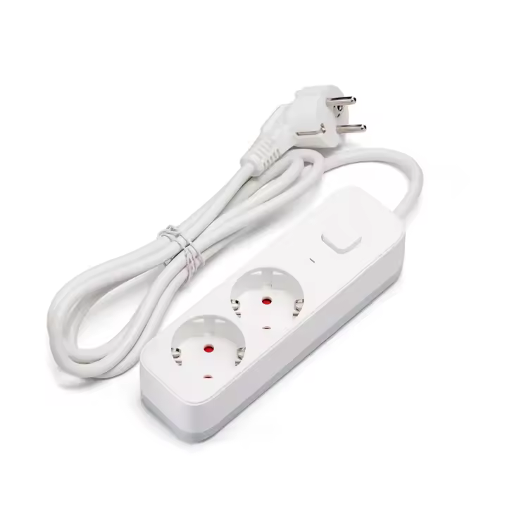 Regleta Aigostar con medida 1,5 metros alemana Serie L de 2 vías con interruptor, ideal para el hogar u oficina. 3G de 1,5 mm², en elegante blanco y gris, combina funcionalidad y estilo. - 1