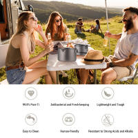 Lixada Sartén De Titanio 1100ml Ultraligera Con Mango Plegable Para Cocinar Al Aire Libre Camping Senderismo Montañismo - details 21