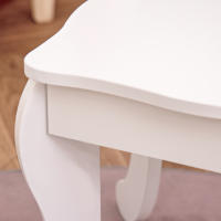 HOMCOM Tocador Infantil con Taburete y Espejo Ajustable, Tocador para Niñas con Cajón, Mesa de Maquillaje para Niños y Niñas de 3-6 Años, Blanco - details 3
