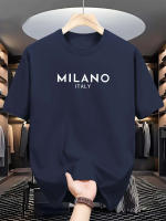 Camiseta De Algodón Puro 100% Para Hombre Estampado De Letras De MILANO ITALIA Casual Suelta Y De Moda Para El Verano Con Cuello Redondo Y Mangas Cortas - details 6