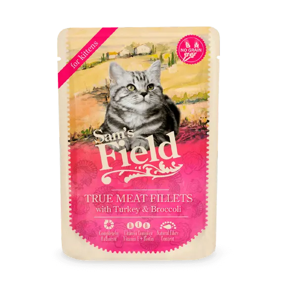 Sam's Field  Pavo con brócoli para gatitos 85 gr - 1