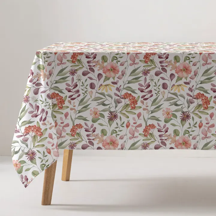 GAMUSI - Mantel antimanchas impermeable Dalia algodón tacto tela caída natural rectangular/cuadrado - 1
