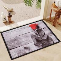 VIKAMA Alfombra De Piso 3D Con Patrón De Madera Y Flores Para Entrada Decorativa De 40x60CM Material Poliéster 100% Uso Doméstico Y Hotelero - details 0