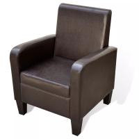 vidaXL Sillón de cuero sintético Marrón, Negro, Sillon Dormitorio Sillon Comodos Silla Relax Sillón Sofá - details 1