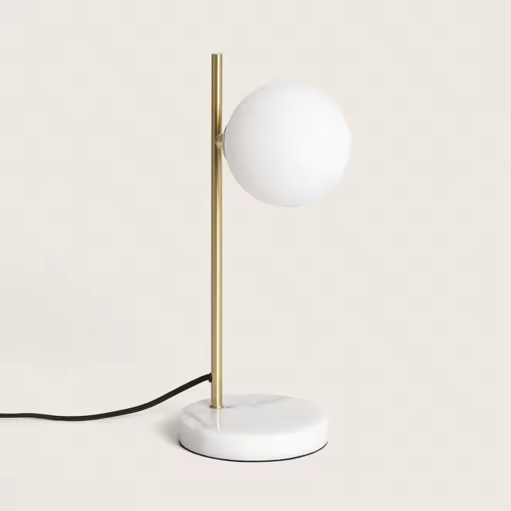 LEDKIA LIGHTING - Lámpara de Mesa Lune | Metal y Cristal | Estilo Moderno y Clásico | IP20 para Interior | Compatible con Bombilla G9, Blanco, Metal - 1