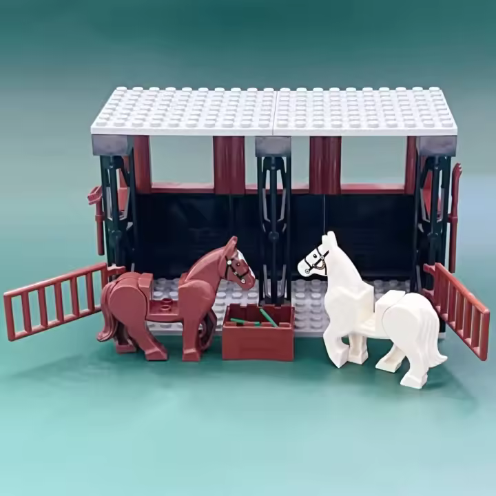MOC Estable De Caballo Bloques De Construcción Ciudadano Juguete De Granja Con Vacas Para Niños Bloques Pequeños Compatible Con Lego Regalo De Cumpleaños O Navidad - 1