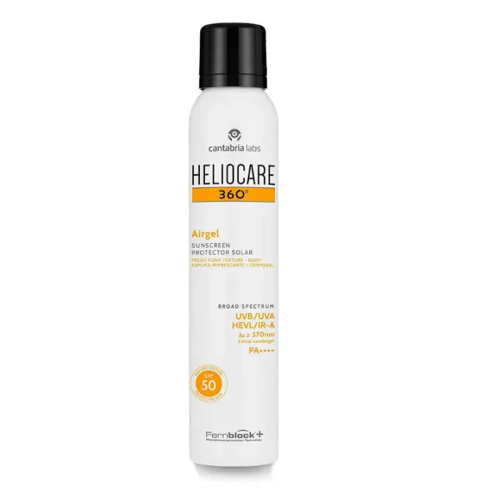Heliocare 360º Airgel SPF 50 - Crema Solar Corporal Ligera, Fórmula Espuma, Frescura para Todo Tipo de Piel, Absorción Inmediata, Alta Protección, 200ml - 1