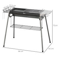 Outsunny Barbacoa de Carbón Barbacoa Portátil con Parrilla de Acero Inoxidable Bandeja Especiero y Estante de Almacenamiento para Jardín Camping 96x61x72 cm Negro - details 3