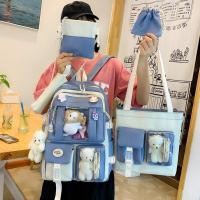 Mochila Kawaii Para Mujer 5pcs Estilo Coreano Lindo Para Estudiantes Niñas Sets De Mochilas Escolares De Lona Con Cierre De Cremallera - details 19