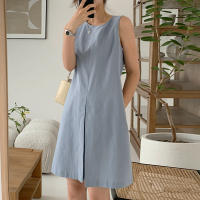 Vestido De Encaje ZANZEA Para Mujer Verano 2024 Sin Mangas Cuello Redondo Largo Pierna Vestido Casual Suelto Con Bolsillos - details 6