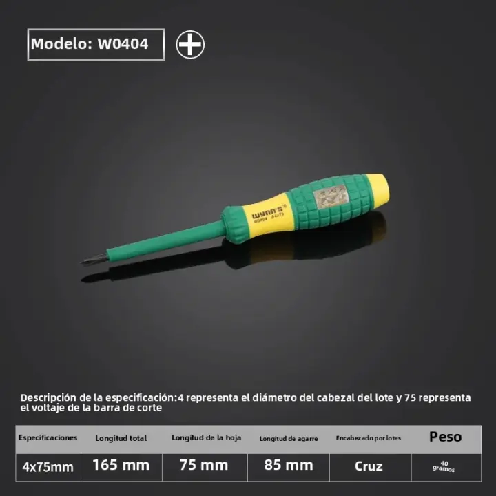 WYNN'S Prueba De Voltaje Destornillador Multifuncional Con Pluma De Prueba Para Electricista Herramienta De Mano Con Mango Antideslizante Material De Acero Cromo-vanadio - 1