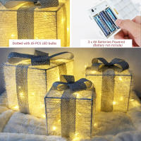 Juego De 3 Cajas De Regalo Iluminadas LED Para Decoración De Navidad Interior Y Exterior Árbol De Navidad Jardín Hogar - details 7