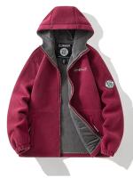 Chaqueta De Piel De Oveja Gruesa Para Hombres Invierno 2024 Casual Cuello En V Cierre De Cremallera Manga Regular Con Capucha Diseño De Moda Adecuada Para Esquí Y Exterior - details 1