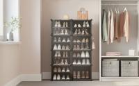 SONGMICS Mueble Zapatero Plástico, 8 Compartimentos, Zapatero Modular, Estantería Modular de Plástico, 30 x 40 x 30 cm Cada Cubo, con Puerta, Marco Acero, Panele Plástico, Blanco/Negro - details 1