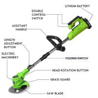 Cortacésped eléctrico inalámbrico de 800W, cortador potente de 18000PRM, Con rueda auxiliar herramienta de jardín ajustable con 2 baterías de piezas y 21V, barra telescópica ajustable - Marca Cortacésped - details 2
