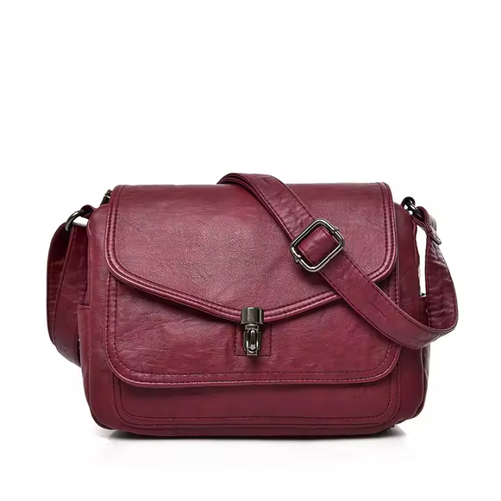 Bolso bandolera de piel de nueva calidad, bolso de hombro de gran capacidad con bolsillo de tres capas, bolso bandolera informal para mujer - 1