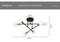 Lámpara De Techo LED Retro Industrial Con 6 Cabezas Material Hierro Trabado Luz Moderna Para Sala De Estar Decoración E27 - details 13