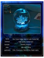 Lámpara De Noche En Forma De Balón De Cristal Con Jirafas Luminosas Y Astronauta Luz USB Para Decoración De Mesa Regalos Para Niños - details 2