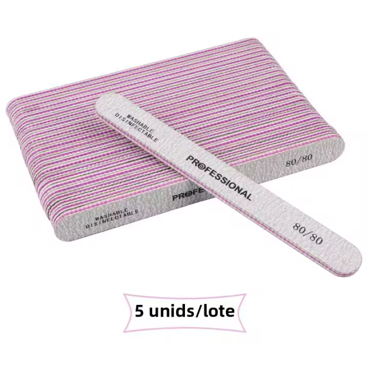 Juego De 5/10 Piezas De Archos Profesionales Rectos Para Manicura Con 100/180 Gruesura De Papel De Hierro Herramientas De Pulido Doble Cara Para Uñas - 1