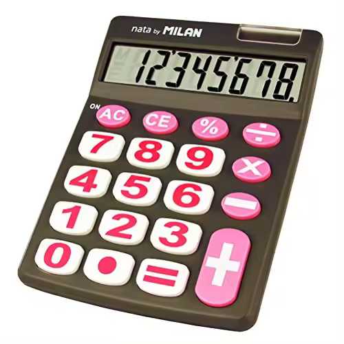Milan 151708GBL - Calculadora, 8 dÃ­gitos, color gris y rosa - 1