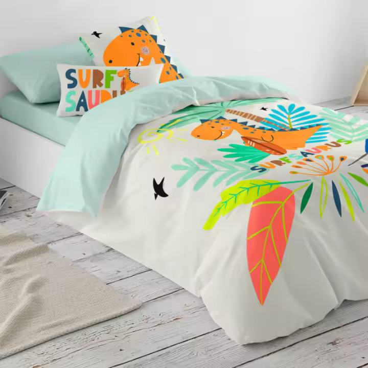 Funda Nórdica Naturals Modelo SURF SAURUS 100% ALGODÓN DE 144 HILOS - TACTO EXTRA-SUAVE - COJINES DECORATIVOS - BAJERA NO INCLUIDOS - 1