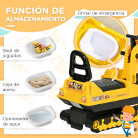 HOMCOM Excavadora sin Pedales para Niños de 18-48 Meses Excavadora Correpasillos Camión de Construcción con Asiento de Almacenamiento Pala Delantera y Bocina Carga 30 kg 78x24x58,5 cm Amarillo - details 2