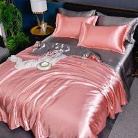Juego De Cama Nórdico De Seda Con Fundas De Almohada Y Sábana De Lujo Para Pareja Individual Doble Verano Textil Sólido - details 16