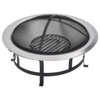 vidaXL Brasero de jardín con parrilla acero inoxidable 76 cm - details 2
