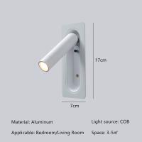 Lámpara De Pared Moderna Y Sencilla Para Habitación De Hotel Dormitorio Estudio Lectura Protección Ocular Rotativa LED Metal Negro Y Blanco - details 7