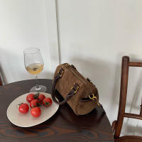 Bolso De Hombro Pequeño En Cuero Sintético Marrón Estilo Coreano Retro Casual Bolso Cruzado Para Mujer Con Cierre De Cremallera - details 2