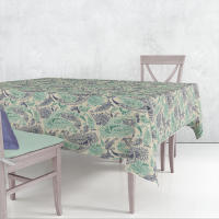 LaFábricadelasTelas-Mantel loneta algodón estampado MOSTAZA y jade o turquesa, lavable, decoración hogar cocina, salon, comedor. - details 4