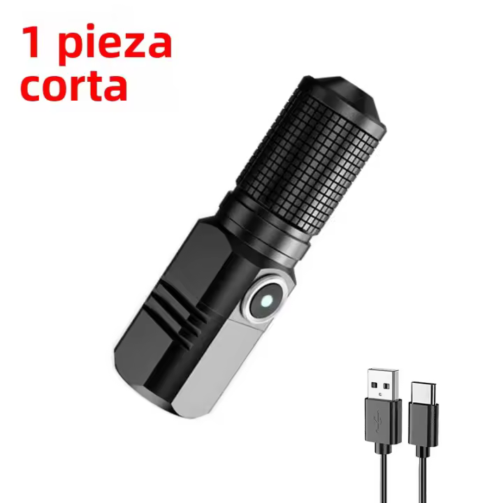 Mini Linterna LED Fuerte Tipo-C Recargable Ultra Brillante Con Gran Alcance Táctico Portátil Para Camping Y Exteriores Resistente Al Agua Y Choque - 1