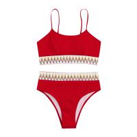 Bikini De Verano Para Mujer Estilo Playa Moda Elegante Con Cintura Alta Y Efecto Delgado Dos Piezas Color Bloqueado Conjunto De Baño Con Suspensión - details 19