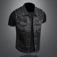 Chaleco De Motocicleta Estilo Retro Para Hombres Negro Gradiente Talla S-6XL Moda Elegante Sin Mangas Abierta Regular Primavera Verano - details 2