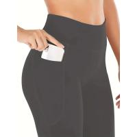Pantalones De Yoga Flared Para Mujer Cintura Alta Con Bolsillos Pantalones Deporte Casual Cruzados De Polyester - details 8