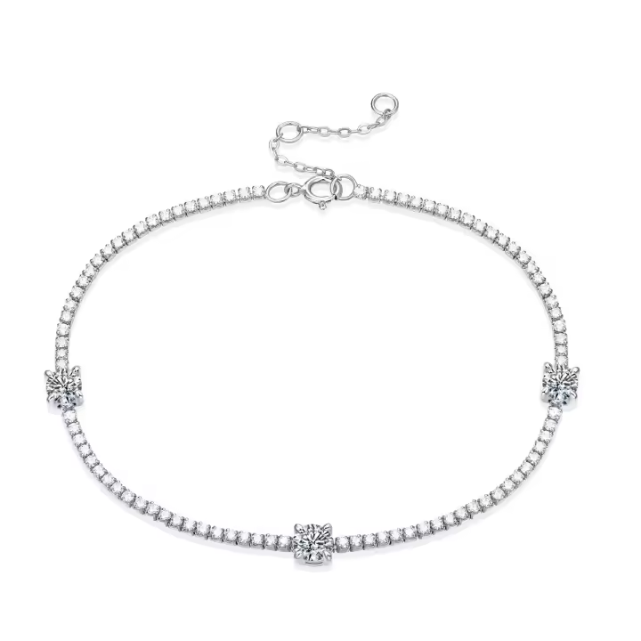 Pulsera De Plata Esterlina 925 Con Moissanita De 1.5 Carrats Decoración Casual De Lujo Para Dama Diseño De Alta Gama - 1