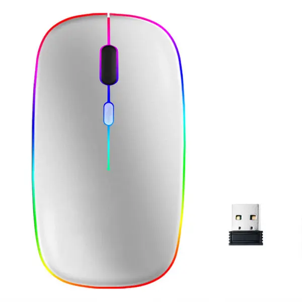 INF Ratón inalámbrico de ordenador con LED RGB modo dual Bluetooth/Wifi Plata - 1
